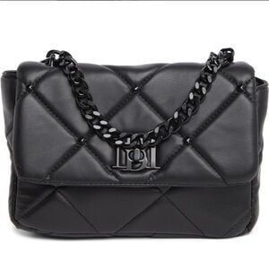 NWOT Badgley Mischka Vegan Leather Chain Diamond Quilt Turn Lock Shoulder Bag